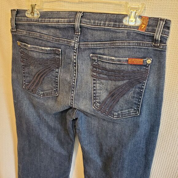 7 For All Mankind Womens Sz 32 Dojo Flare Leg Jeans Y2K 90s denim distressed - Picture 7 of 12